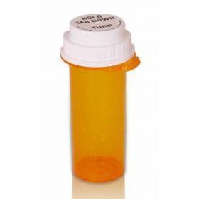 Pharmacy Vials with Touch-Down Cap, AMBER 13 Dram Dual Purpose, Caps Included [Qty. 215]